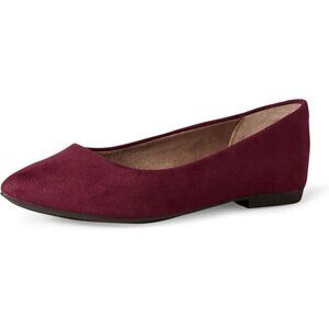 Women's Maroon Low Top Pointed Toe Ballet Flat Leather Comfort Shoes